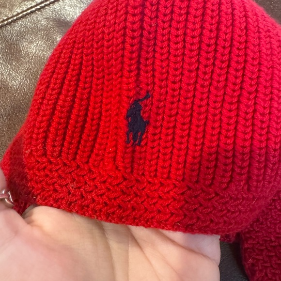 Ralph Lauren Vibrant Red Knit Hat Toddler - Picture 1 of 5
